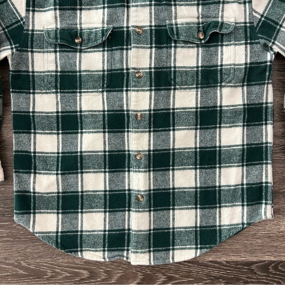 Vintage Eddie Bauer McKinley Flannel Shacket Overshirt Green Plaid Men’s M 90s - Picture 3 of 8